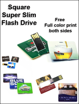 Square Super Slim Flash Drive with full color printing